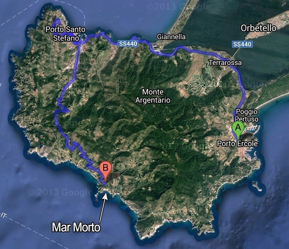 come arrivare a cala Mar Morto Argentario